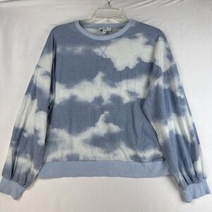 Urban Daizy Cloud Sweatshirt Women's Medium Blue White Tie Dye Pullover